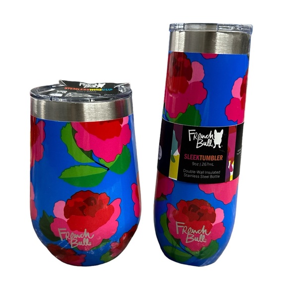 R19. SET of 2 - 9oz + 12oz French Bulldog Insulated Stainless Steel Tumblers NEW - Picture 4 of 8